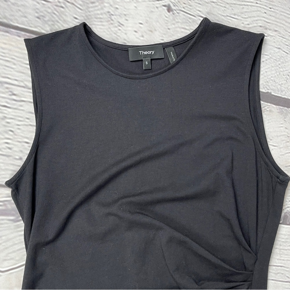 THEORY Jorainna SL2 black stretch cotton midi sheath dress, size S - Picture 6 of 12